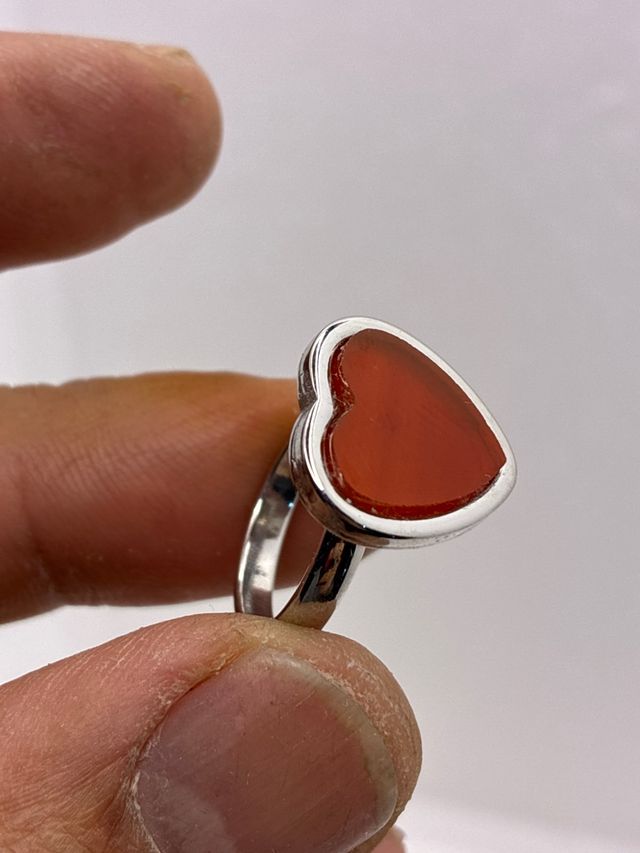 Anillo Corazón Cornalina Acero