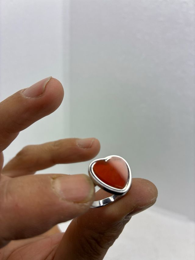 Anillo Corazón Cornalina Acero
