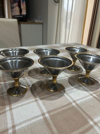Set 6 Coppe da gelato in metallo e vetro
