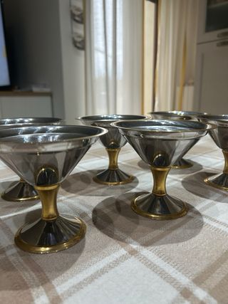 Set 6 Coppe da gelato in metallo e vetro