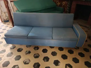 Sofá Cama Azul Tela