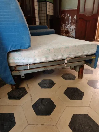 Sofá Cama Azul Tela