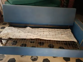 Sofá Cama Azul Tela