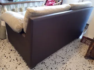 Sofá tresillo de 2 o 3 plazas en tela beige y marr