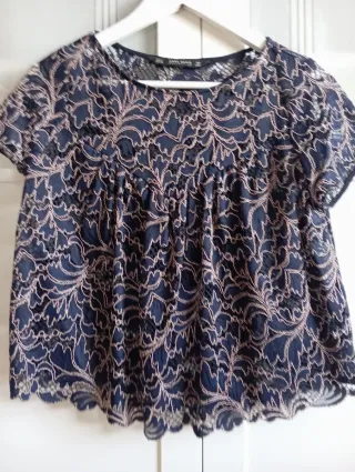 Blusa Zara calada azul marino Talla M