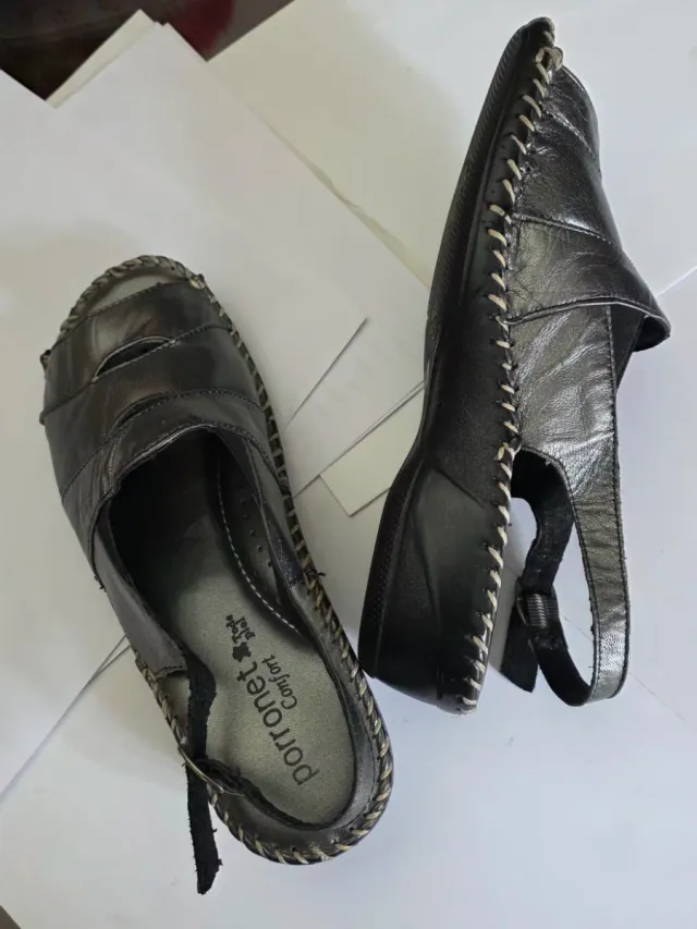 Zapatos piel metalizado gris plata 37