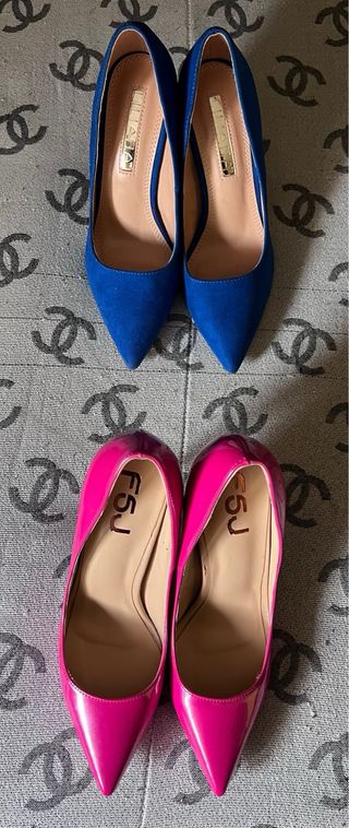 Zapatos de tacón azul y rosa talla 37