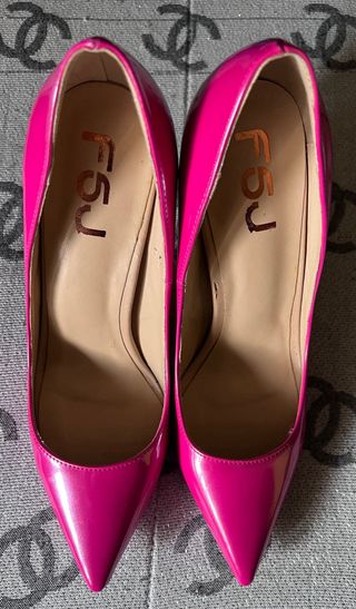 Zapatos de tacón azul y rosa talla 37