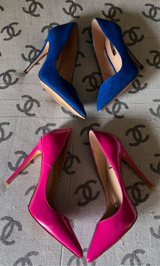 Zapatos de tacón azul y rosa talla 37