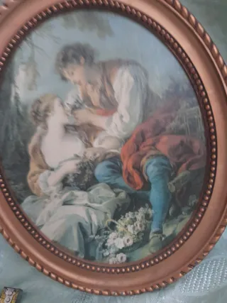 Cornice ovale resina dorata con immagine