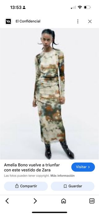 Vestido Zara Tull Estampado Talla Única