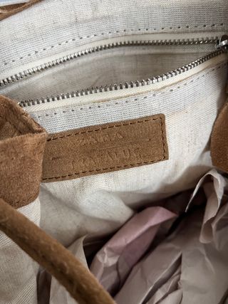 Mochila Zara Piel Ante Flecos Camel NUEVA