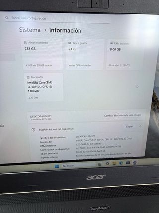 Portátil Acer Travelmate i7