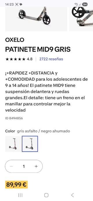 Patinete plegable Oxelo Mid 9