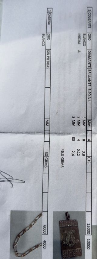 Colgante oro blanco y cadena