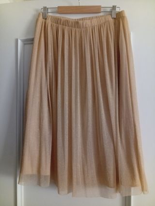 Falda tul brillante beige/dorado talla única