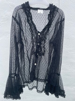 Blusa flamenca transparente negra