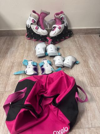 Kit Patines Niña con Protecciones y Bolso