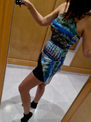 Top brillo halter cuello