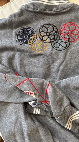 Felpa Guru uomo con zip grigia e rossa