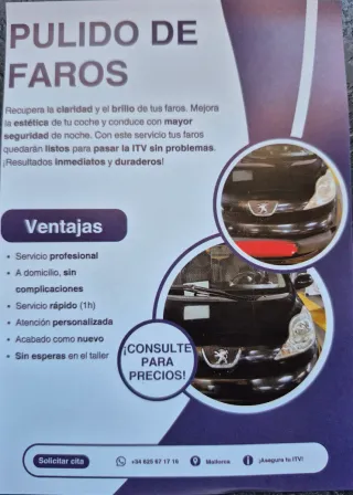 Pulido de faros, servicio a domicilio