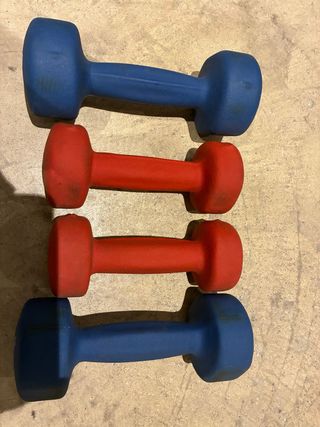 Mancuernas de colores (2 rojas, 2 azules)