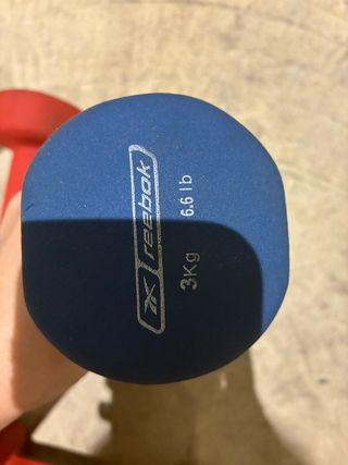 Mancuernas de colores (2 rojas, 2 azules)