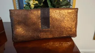 Bolso Cartera Fiesta Bronce y Dorado
