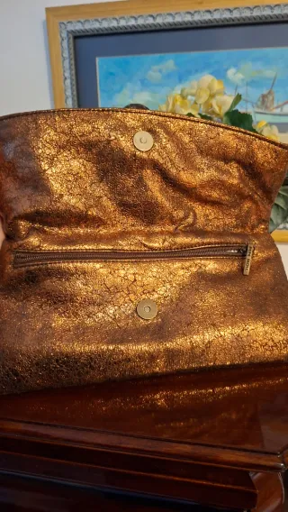 Bolso Cartera Fiesta Bronce y Dorado