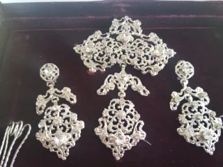 Aderezo Fallera Plata con Cristales