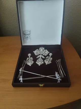 Aderezo Fallera Plata con Cristales