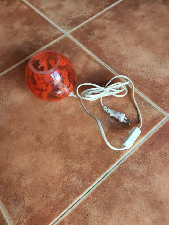 Lampada Decorativa in Cristallo Rosso/Arancione