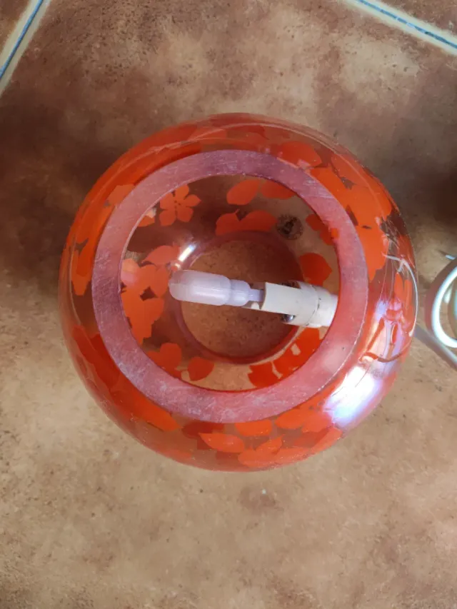 Lampada Decorativa in Cristallo Rosso/Arancione