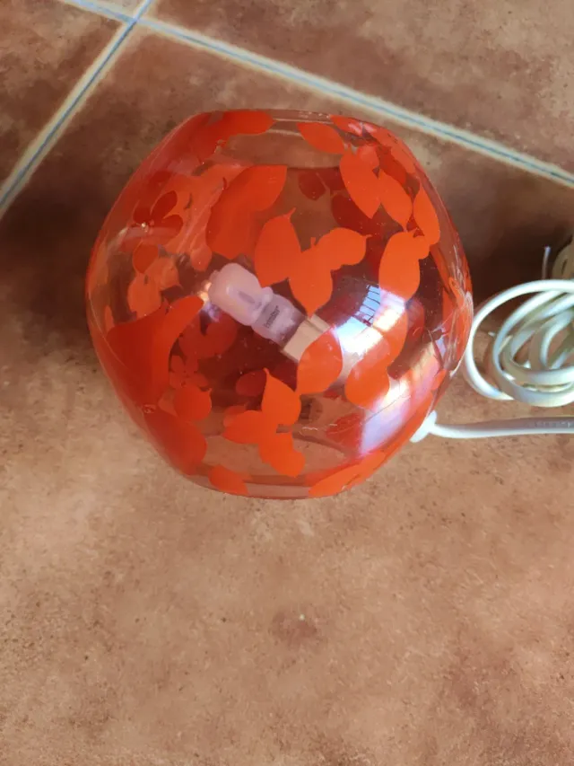 Lampada Decorativa in Cristallo Rosso/Arancione