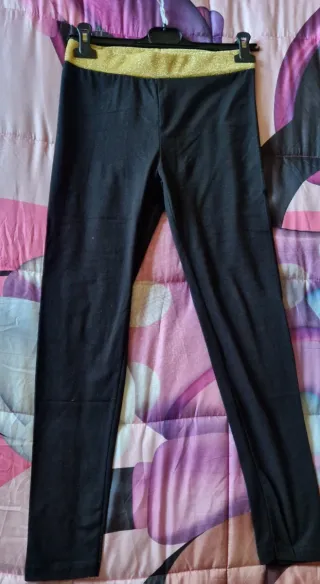 Leggings donna neri con fascia oro