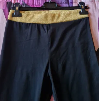 Leggings donna neri con fascia oro