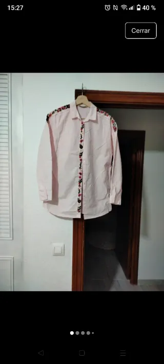 Camisa rosa bordada