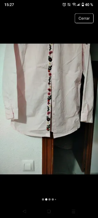 Camisa rosa bordada