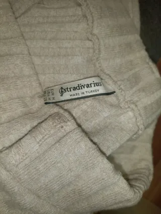 Pantalón Ancho Canalé Beige/Crudo