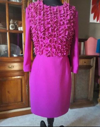 Vestido fiesta rosa volantes