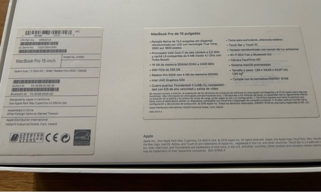 Caja MacBook Pro 15