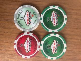 4 Fichas Casino Las Vegas $1, $5, $25