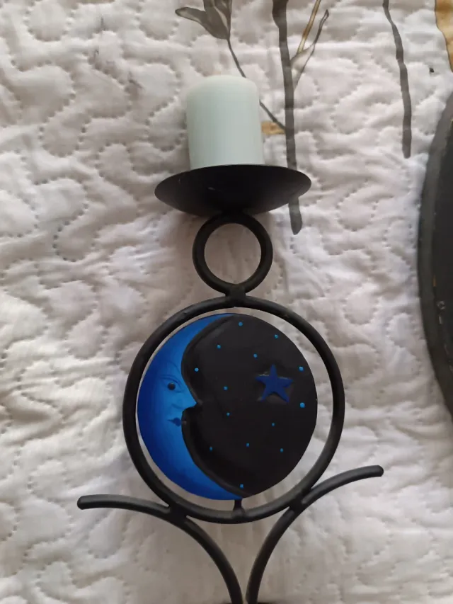 Specchio Luna con Portacandele Luna