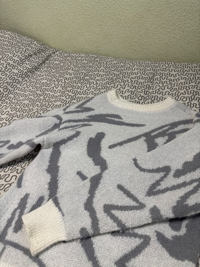 Jersey lana gris y blanco