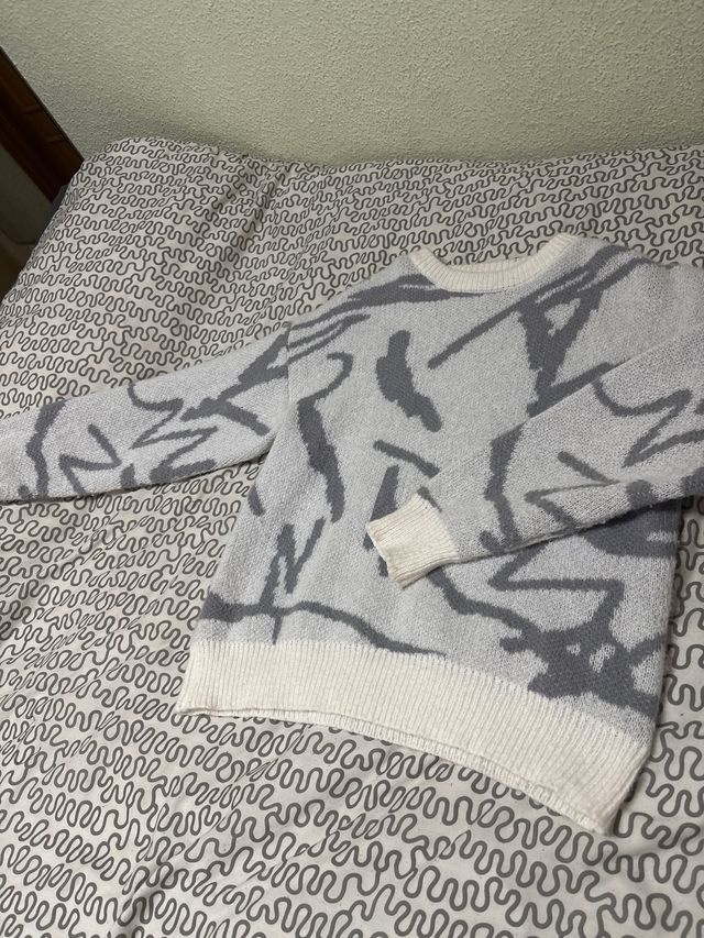 Jersey lana gris y blanco