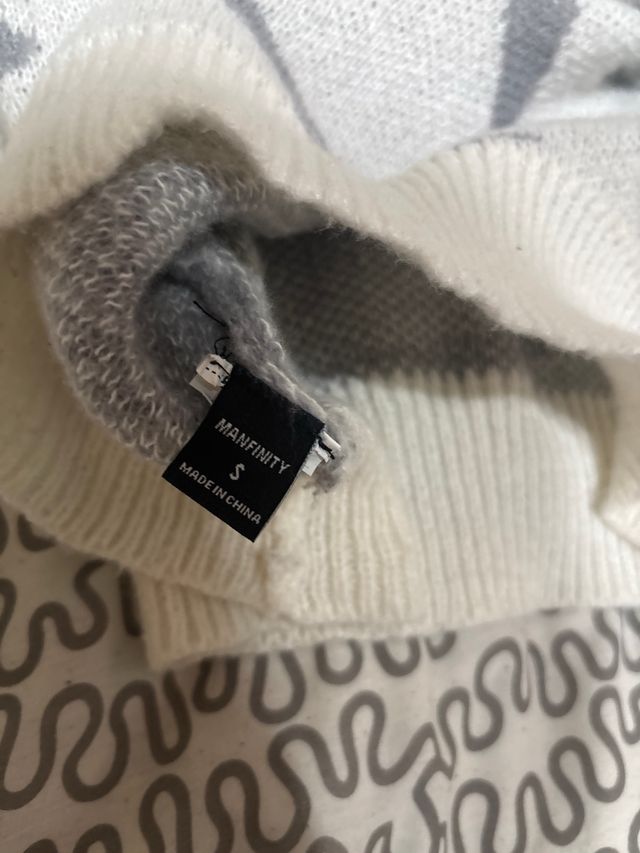 Jersey lana gris y blanco