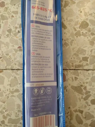 Varillas soldadura Ag 2% 2mm x 500mm