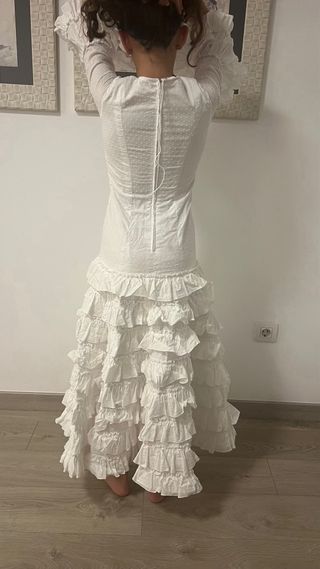 Traje Flamenca Niña Blanco