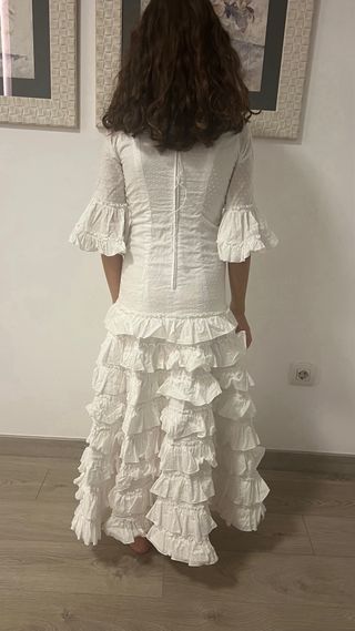 Traje Flamenca Niña Blanco