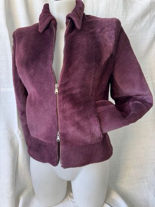 pelliccia sintetica bordeaux/ prugna vintage